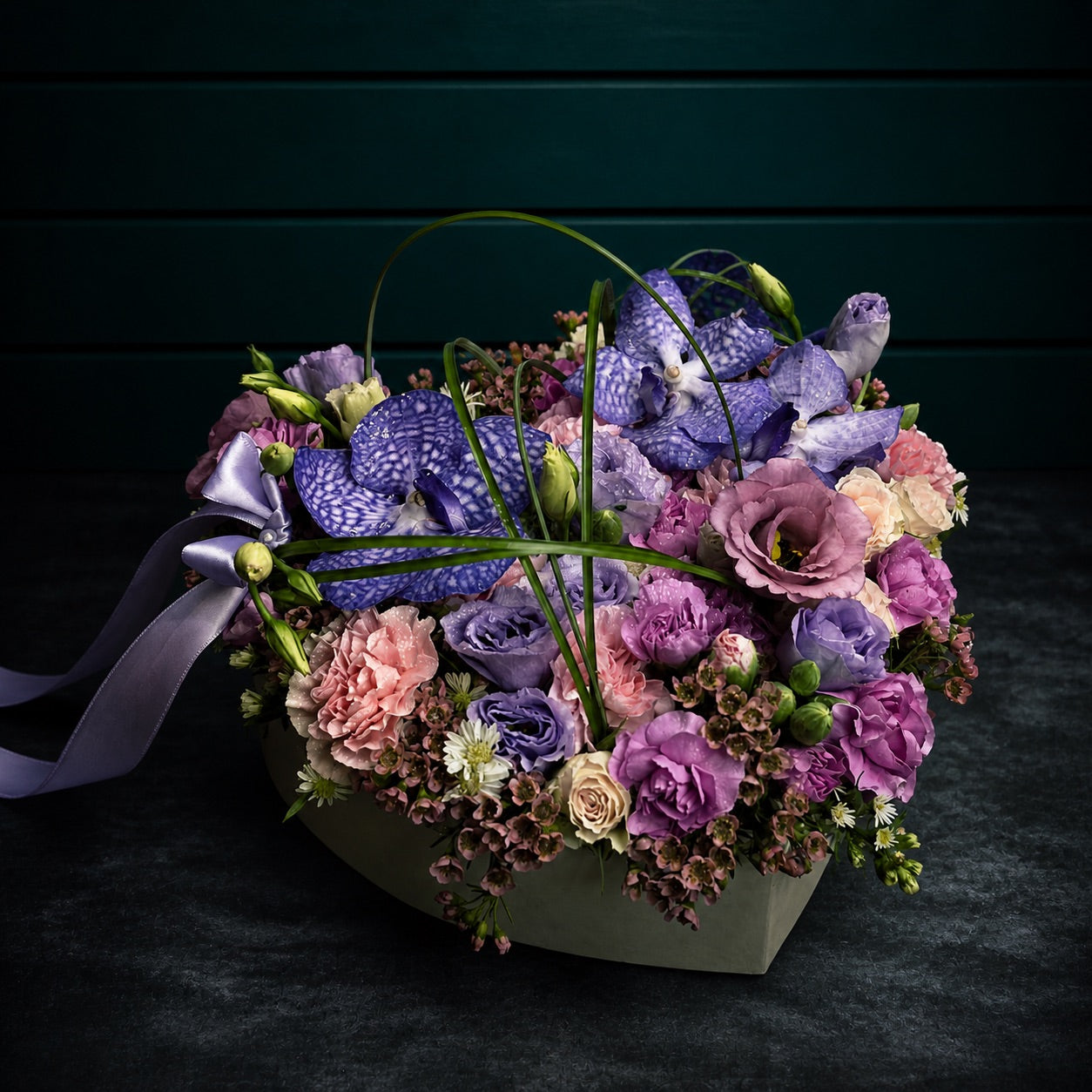 Royal Reverie Heart — hand-crafted luxury flower arrangement | CHAROZY Floral Boutique, Brooklyn NY